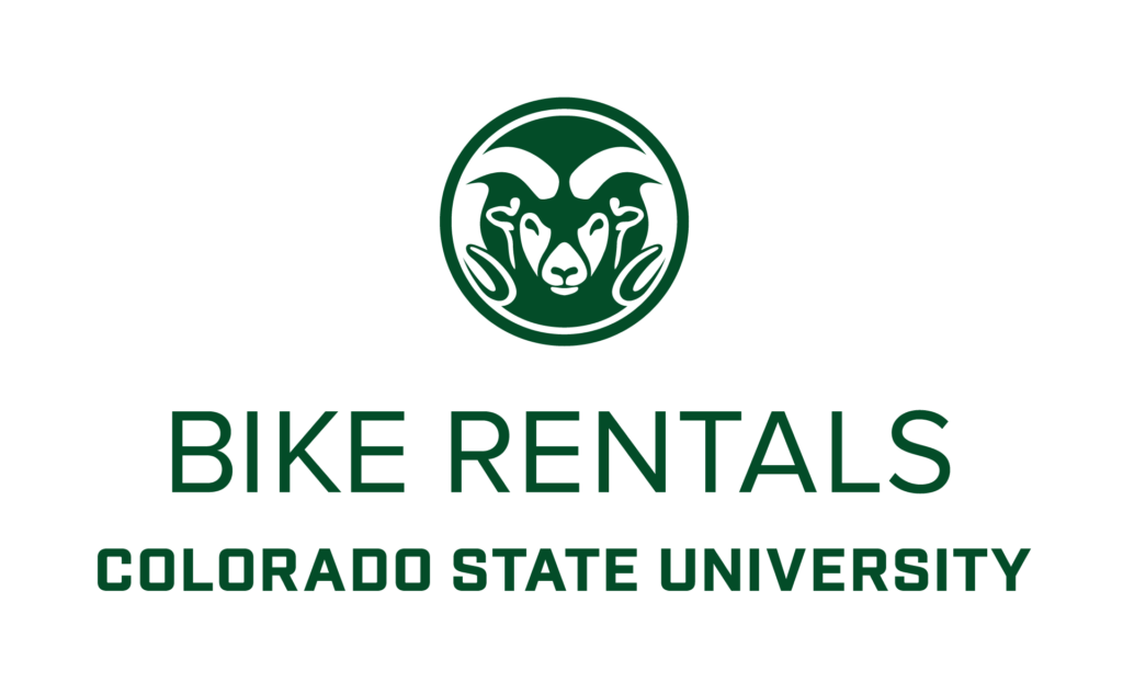 Bike Rentals Colorado State University Green Stacked Logo